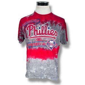 Philadelphia Phillies T-Shirt Mens Large Red Gray Tie Dye Pullover Crew Neck MLB